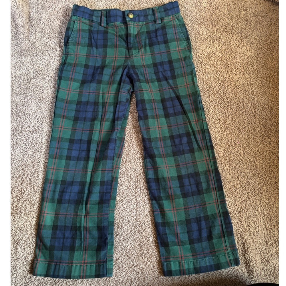 Vineyard Vines Kids Plaid Breaker Pants Size 6 Green Chino‎